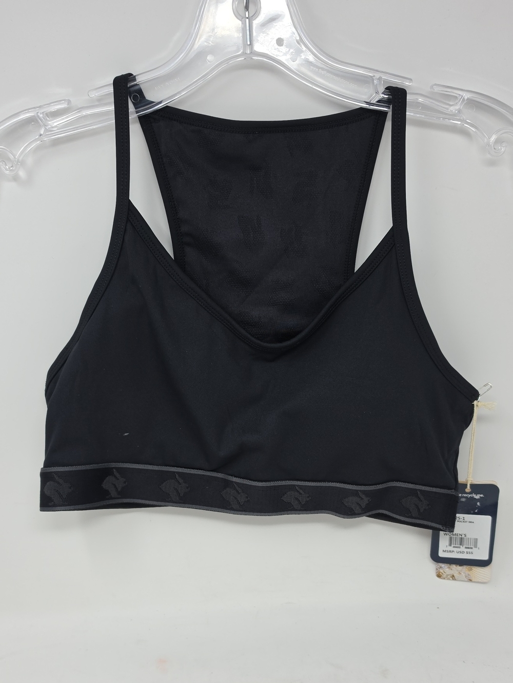 Rabbit Strappy Pocket Bra Women’s Black Racerback Sports Bralette SizeL